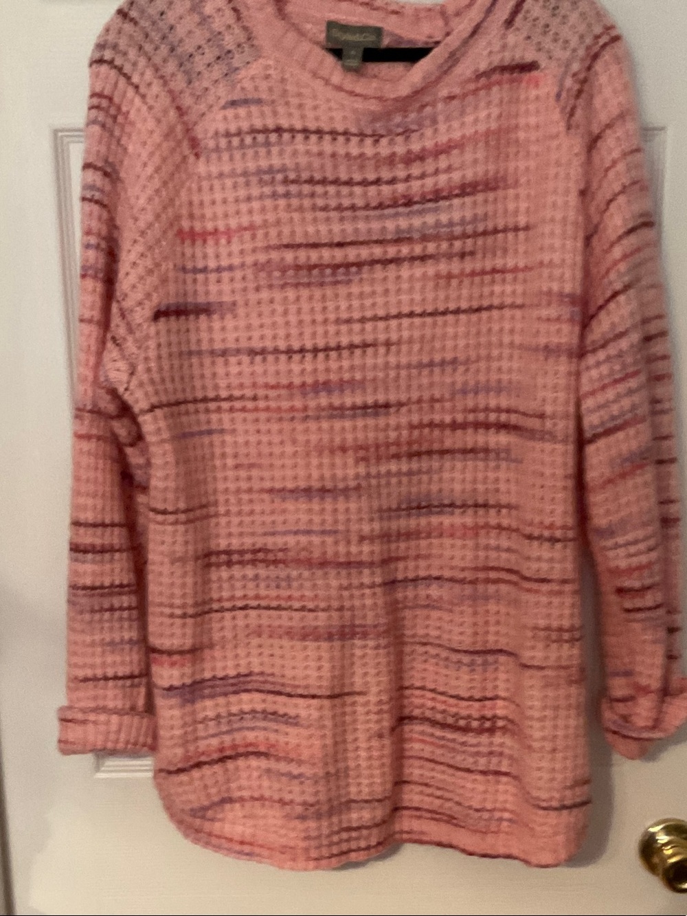 Style & Co. Pink Multi-Stripe Crewneck Sweater